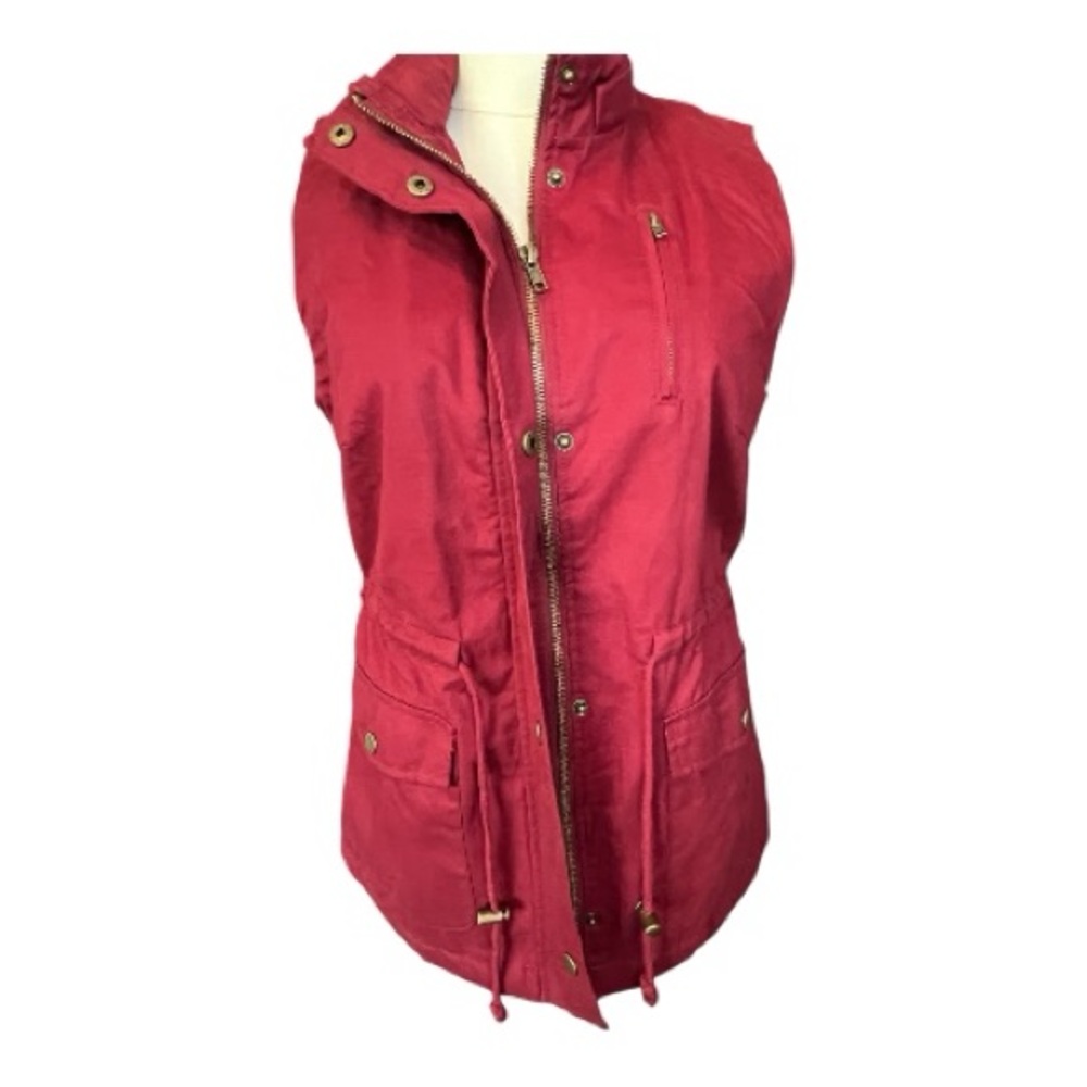 EUC Love Tree burgundy utility vest with drawstring waist – size S - Picture 4 of 10